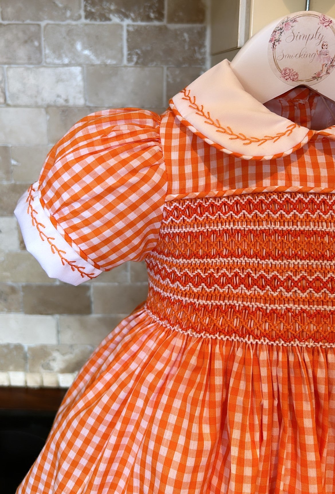 Orange Check Smock Dress