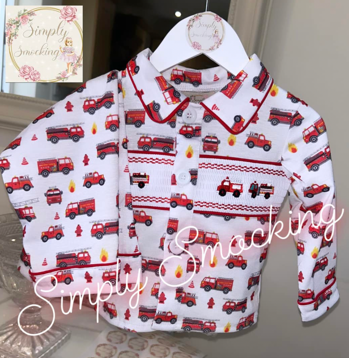 Fire Truck Smock Pyjamas