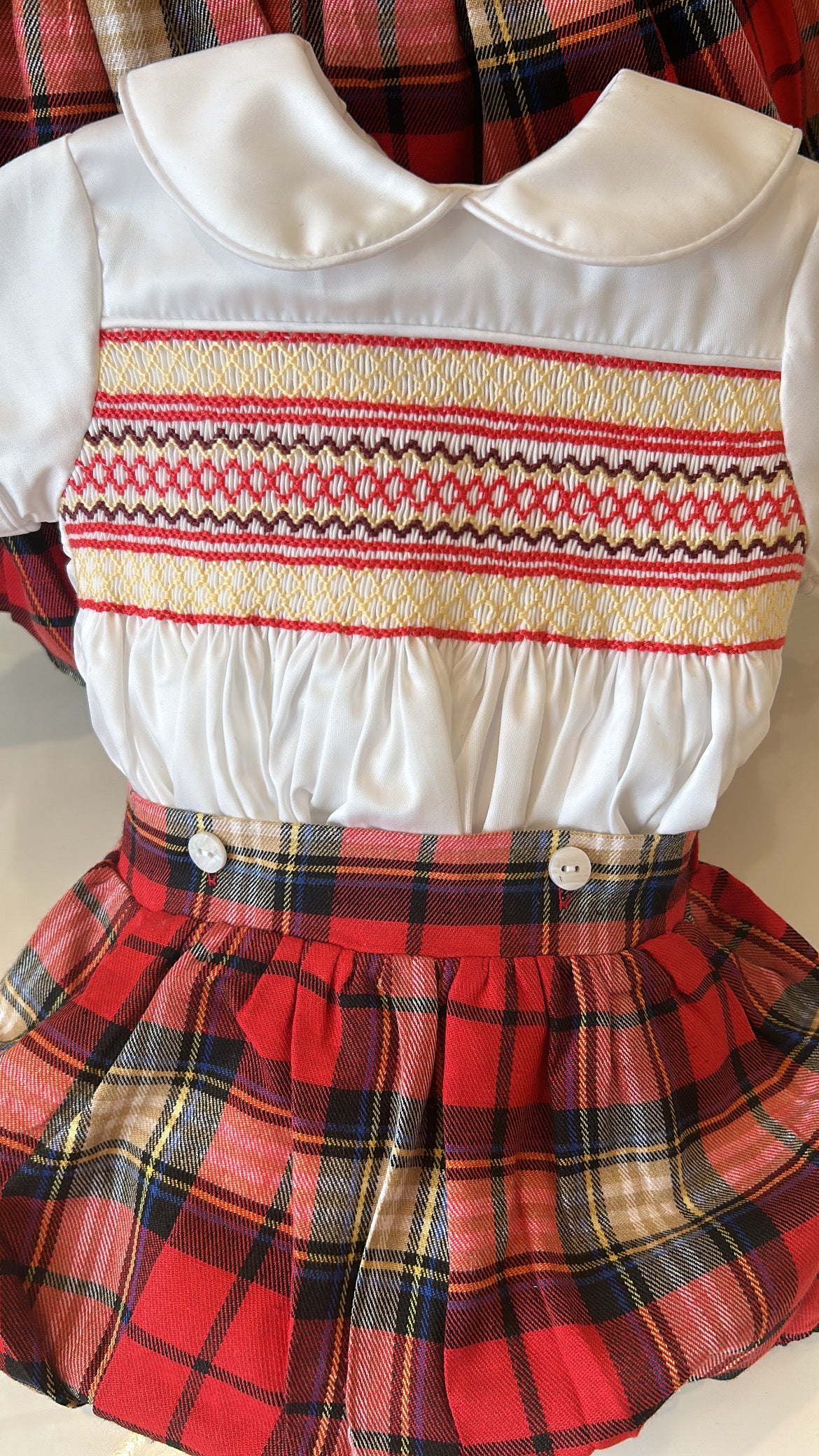 Boys hand smocked tartan suit