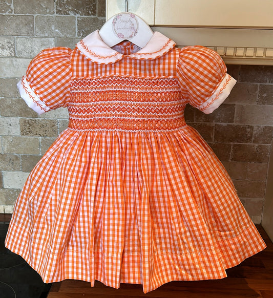 Orange Check Smock Dress