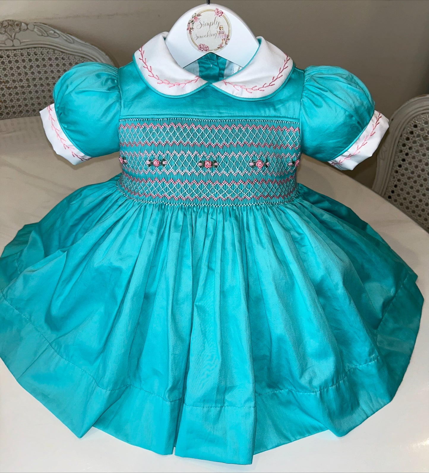 Turquoise Hand Smocked Dress