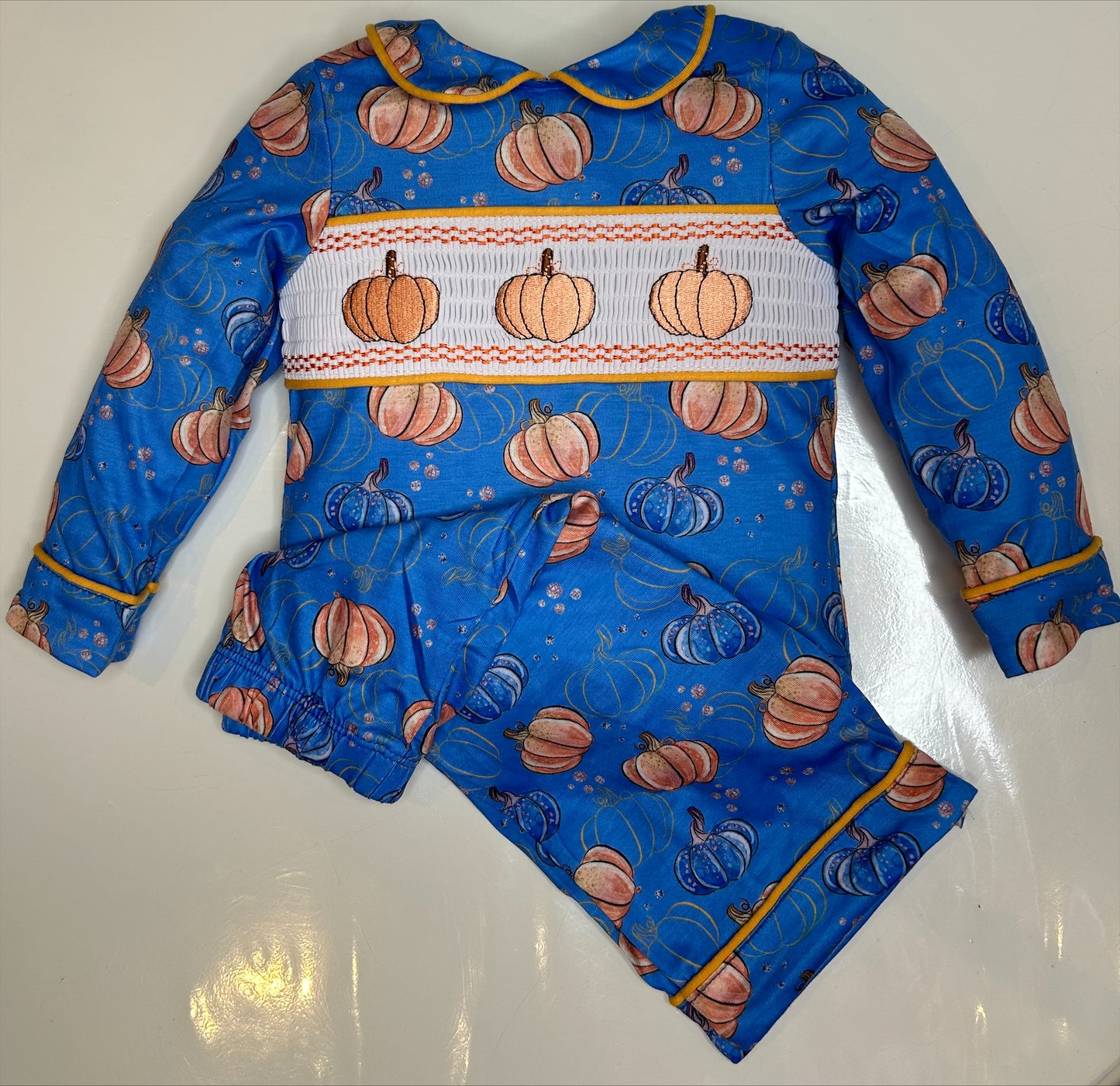 Boys Blue Pumpkin Halloween Pjs