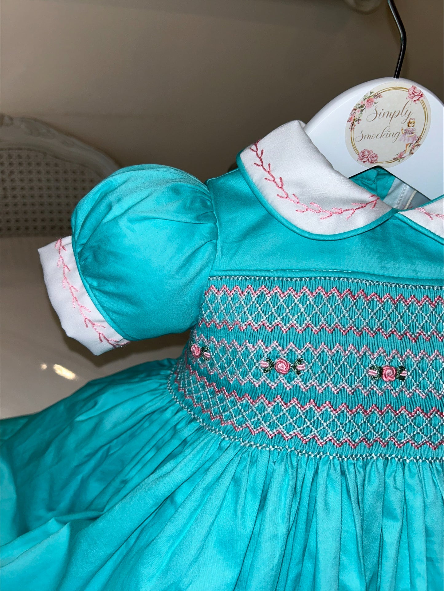 Turquoise Hand Smocked Dress