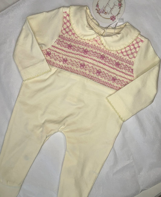Girls Lemon & Pink Bow Babygrow