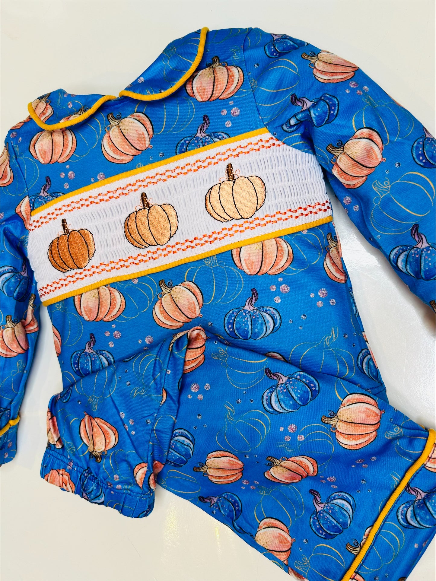 Boys Blue Pumpkin Halloween Pjs