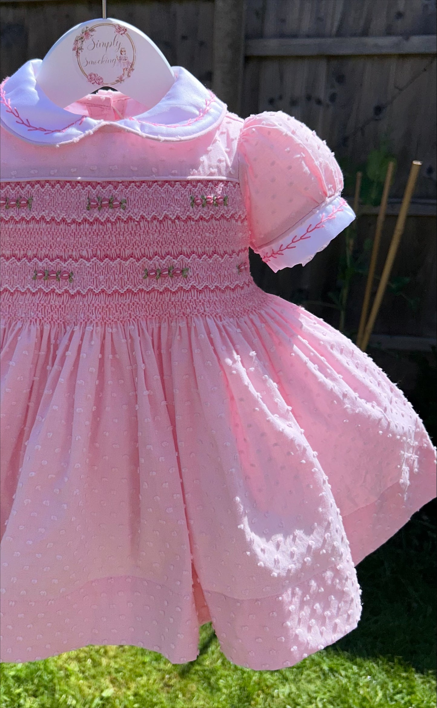 Baby Pink Swiss Dot Smocked Dress