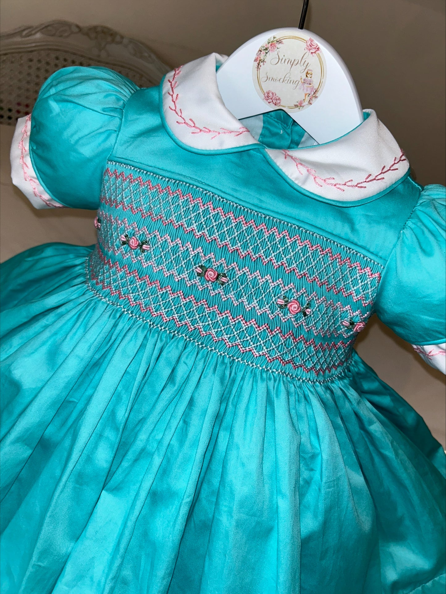 Turquoise Hand Smocked Dress