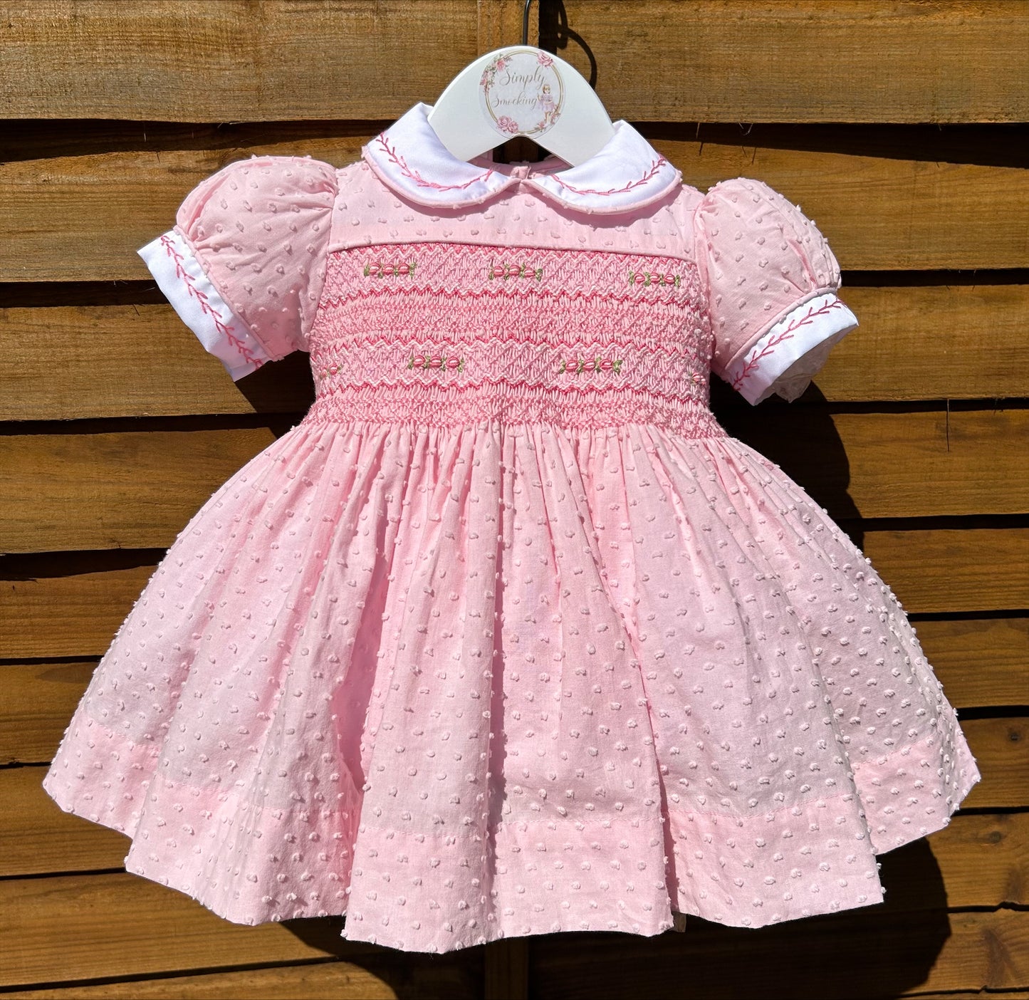 Baby Pink Swiss Dot Smocked Dress