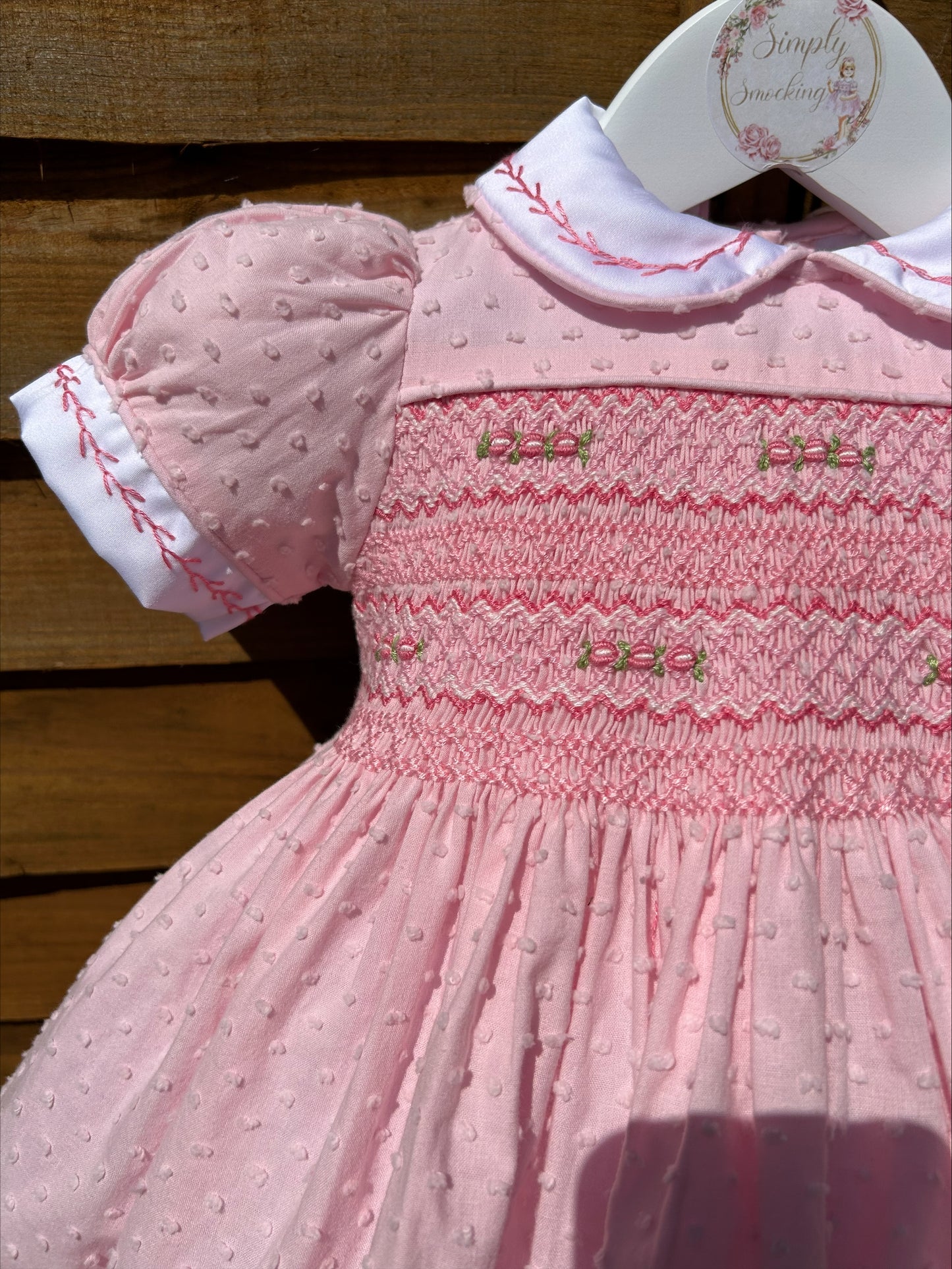 Baby Pink Swiss Dot Smocked Dress