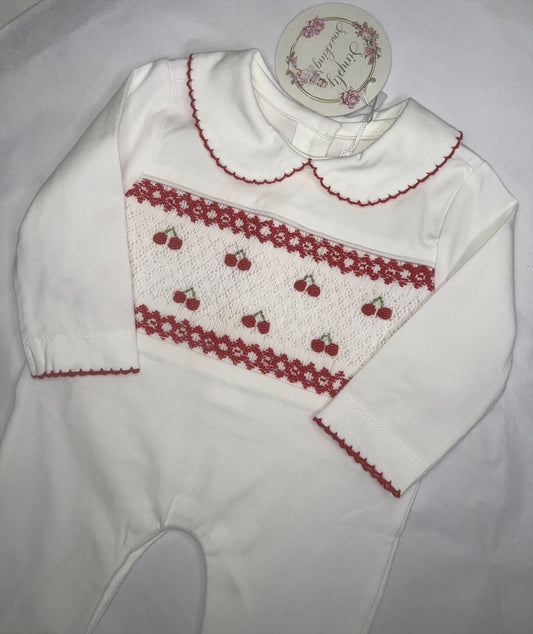 Cherry Smock Babygrow