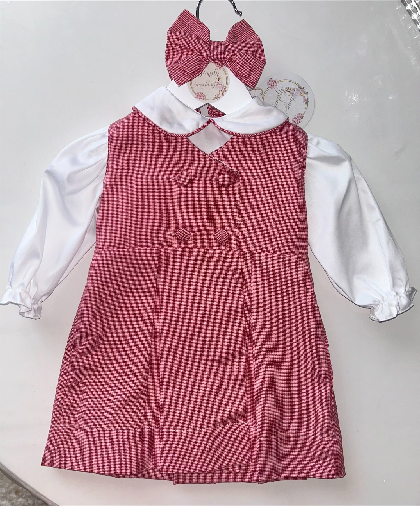 Red and White Pinny Dress Set