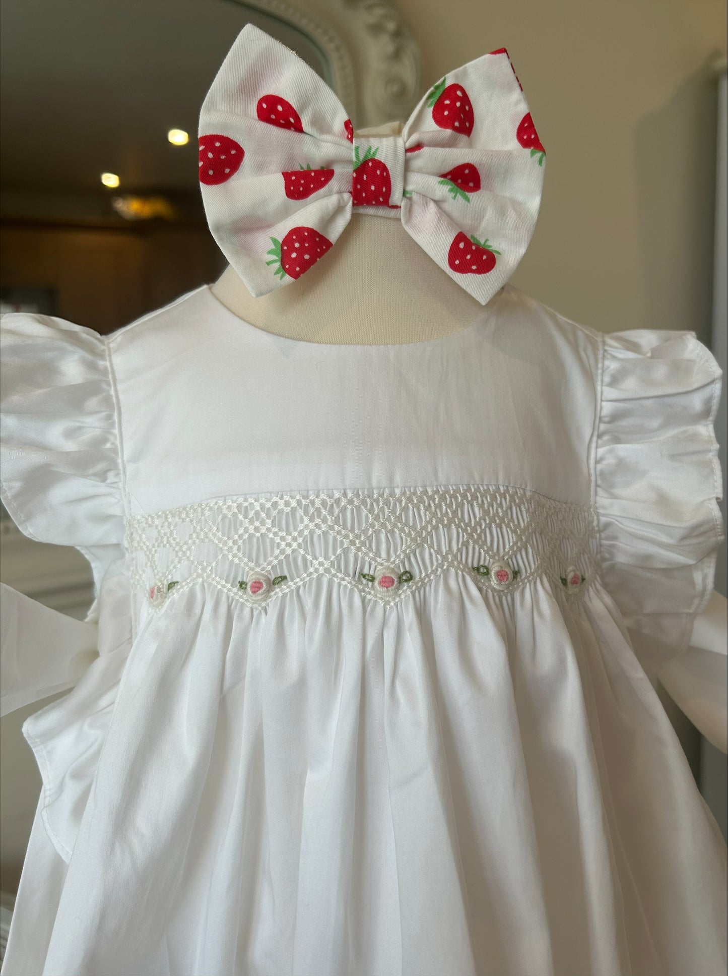 Two piece strawberry shorts and pinny set